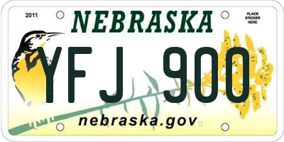 NE license plate YFJ900