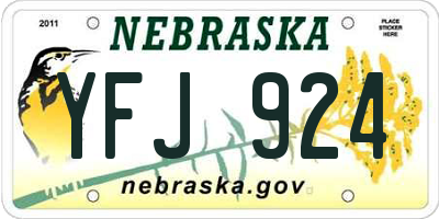 NE license plate YFJ924