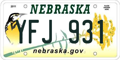 NE license plate YFJ931