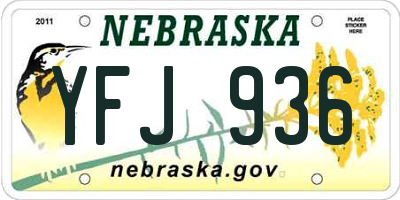 NE license plate YFJ936