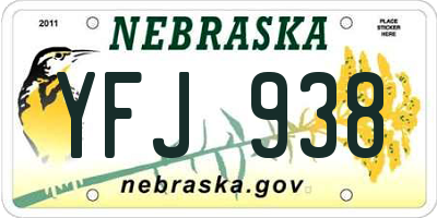 NE license plate YFJ938