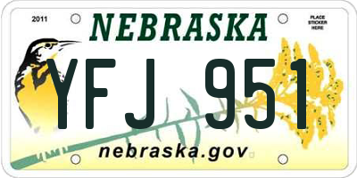 NE license plate YFJ951