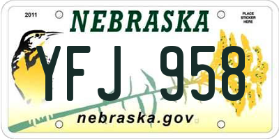 NE license plate YFJ958