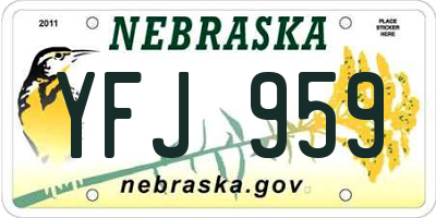 NE license plate YFJ959