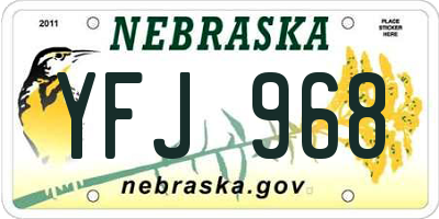 NE license plate YFJ968