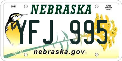 NE license plate YFJ995