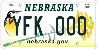 NE license plate YFK000