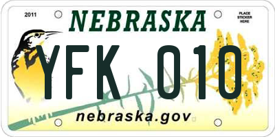 NE license plate YFK010