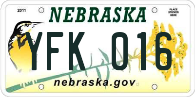 NE license plate YFK016