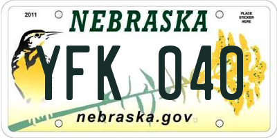 NE license plate YFK040