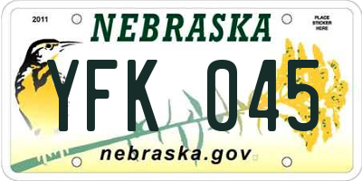 NE license plate YFK045