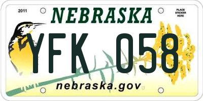 NE license plate YFK058