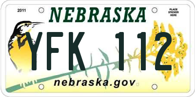 NE license plate YFK112