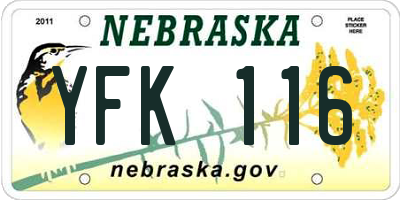 NE license plate YFK116