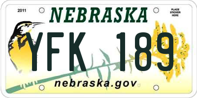NE license plate YFK189