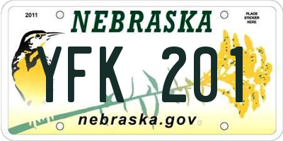 NE license plate YFK201