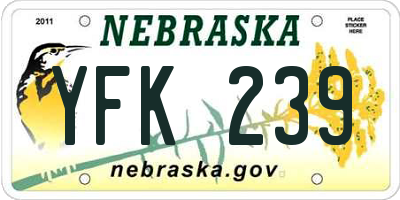 NE license plate YFK239
