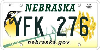 NE license plate YFK276