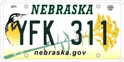 NE license plate YFK311