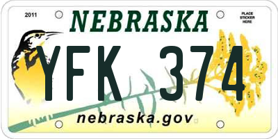 NE license plate YFK374