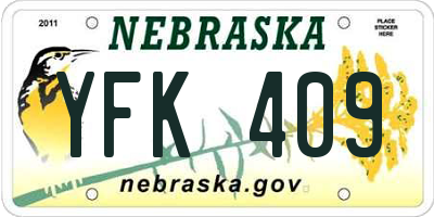 NE license plate YFK409