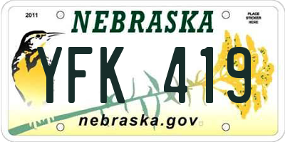 NE license plate YFK419