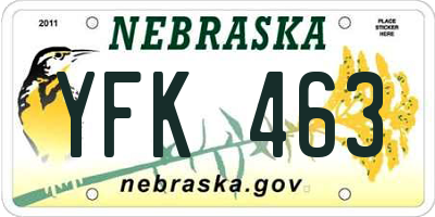 NE license plate YFK463