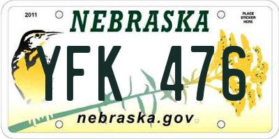 NE license plate YFK476