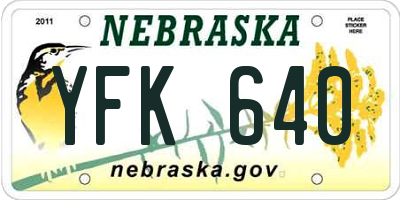 NE license plate YFK640