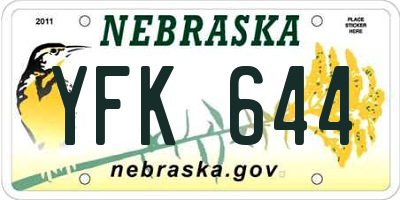 NE license plate YFK644