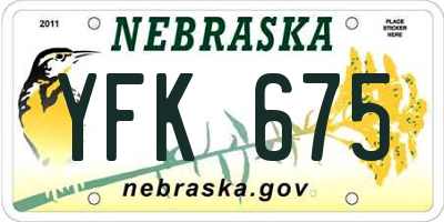 NE license plate YFK675