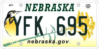 NE license plate YFK695