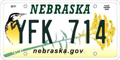 NE license plate YFK714