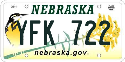 NE license plate YFK722