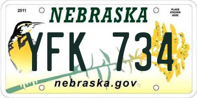 NE license plate YFK734