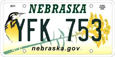 NE license plate YFK753