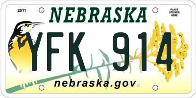 NE license plate YFK914