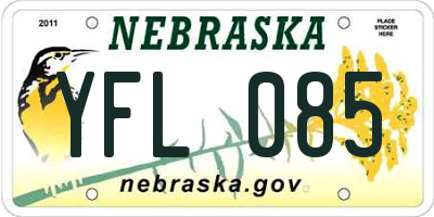 NE license plate YFL085