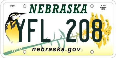 NE license plate YFL208