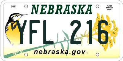NE license plate YFL216