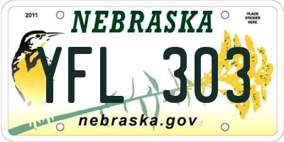 NE license plate YFL303