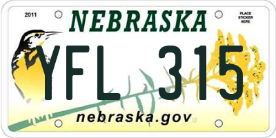 NE license plate YFL315