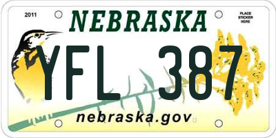 NE license plate YFL387
