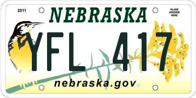 NE license plate YFL417