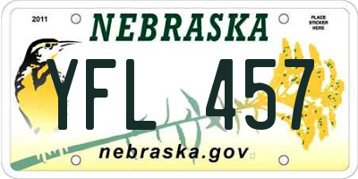 NE license plate YFL457