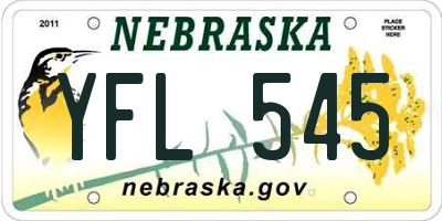 NE license plate YFL545