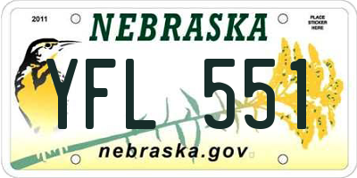 NE license plate YFL551