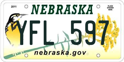 NE license plate YFL597