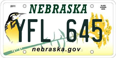 NE license plate YFL645