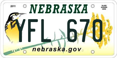 NE license plate YFL670